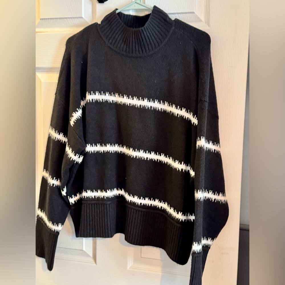 Nine West Black and White Striped Sweater